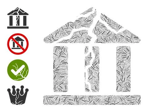 Line Corrupted Bank Icon Vector Collage Ilustración de archivo