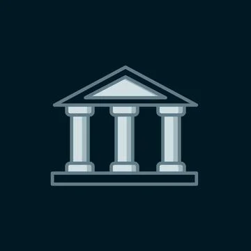 Line Courthouse building icon isolated on black background. Building bank o.. Stock Illustration