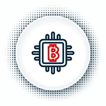 Line CPU mining farm icon isolated on white background. Bitcoin sign inside 스톡 일러스트