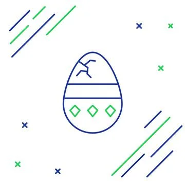 Line Cracked egg icon isolated on white background. Happy Easter. Colorful Illustrazione stock
