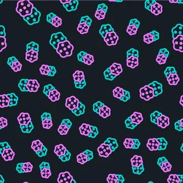 Line Cracker biscuit icon isolated seamless pattern on black background. Sweet Stock Illustration