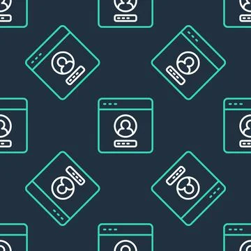 Line Create account screen icon isolated seamless pattern on black background Illustrazione stock