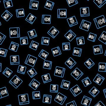 Line Create account screen icon isolated seamless pattern on black background Stock Illustration