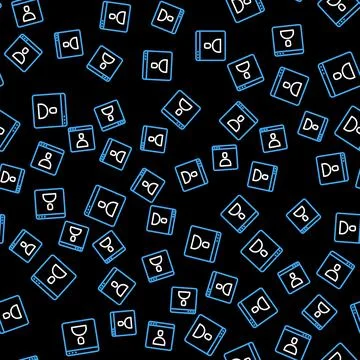 Line Create account screen icon isolated seamless pattern on black background Illustrazione stock