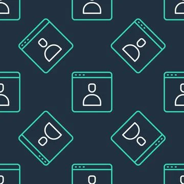 Line Create account screen icon isolated seamless pattern on black background Illustrazione stock