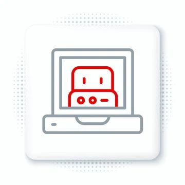 Line Creating robot icon isolated on white background. Artificial intelligence Stock Illustration