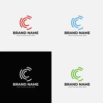 Line creative abstract modern Letter C vector line logo design. Minimal logot Stock Illustration