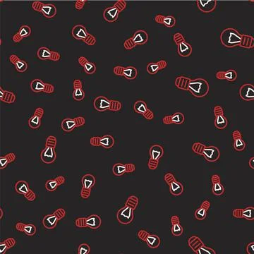Line Creative lamp light idea icon isolated seamless pattern on black backgro Illustrazione stock