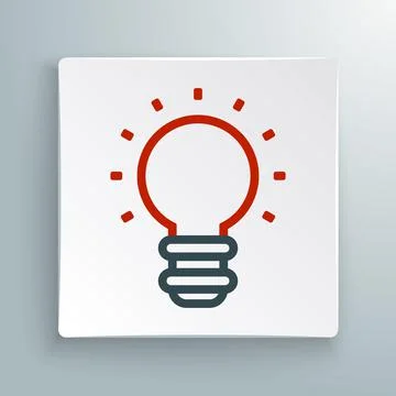 Line Creative lamp light idea icon isolated on white background. Concept idea Stock Illustration
