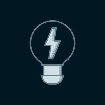Line Creative lamp light idea icon isolated on black background. Concept id.. Stock Illustration