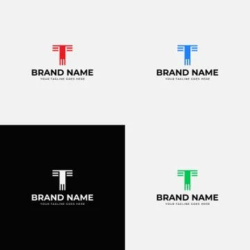 Line creative modern trendy abstract initial t letter logo design vector temp Illustrazione stock
