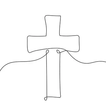 Line cross continuous christian vector health art religion plus hospital Stock Illustration