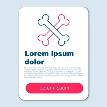 Line Crossed bones icon isolated on grey background. Pets food symbol. Happy Stock Illustration