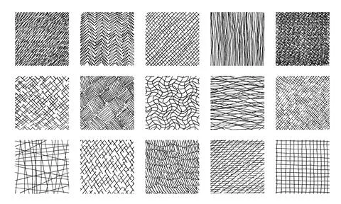 Line crosshatch pattern, hand drawn hatch textures Stock Illustration