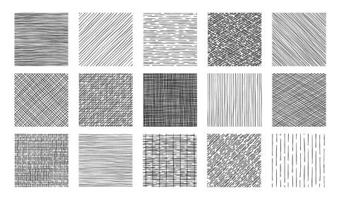 Line crosshatch patterns and cross hatch textures Stock Illustration