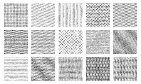 Line crosshatch texture pattern backgrounds set Stock Illustration