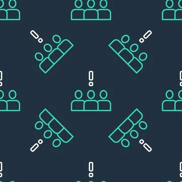 Line Crowd protest icon isolated seamless pattern on black background. Demons Stock Illustration