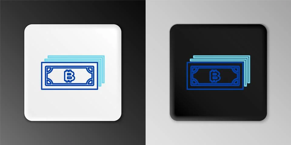 Line Cryptocurrency bitcoin in circle with microchip circuit icon isolated on Illustrazione stock