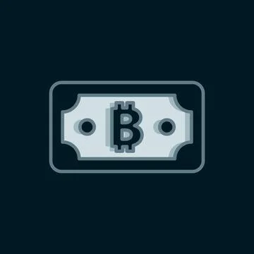 Line Cryptocurrency bitcoin icon isolated on black background. Blockchain t.. Stock Illustration
