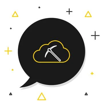 Line Cryptocurrency cloud mining icon isolated on white background. Cloud with イラスト素材