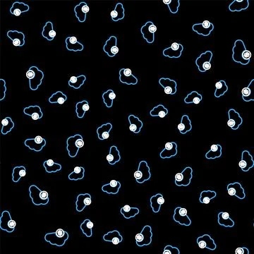 Line Cryptocurrency cloud mining icon isolated seamless pattern on black Stock Illustration