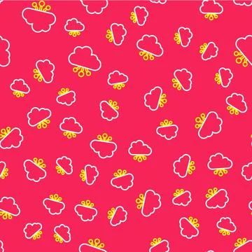 Line Cryptocurrency cloud mining icon isolated seamless pattern on red Stock Illustration