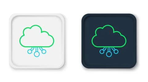 Line Cryptocurrency cloud mining icon isolated on white background. Blockchain イラスト素材