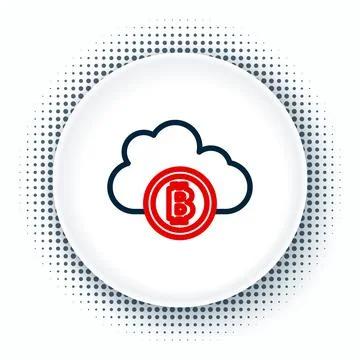 Line Cryptocurrency cloud mining icon isolated on white background. Blockchain Illustrazione stock