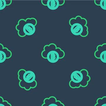 Line Cryptocurrency cloud mining icon isolated seamless pattern on blue Stock Illustration