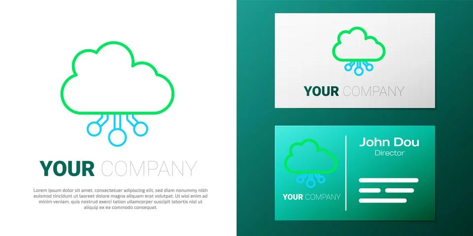 Line Cryptocurrency cloud mining icon isolated on white background. Blockchain Illustrazione stock