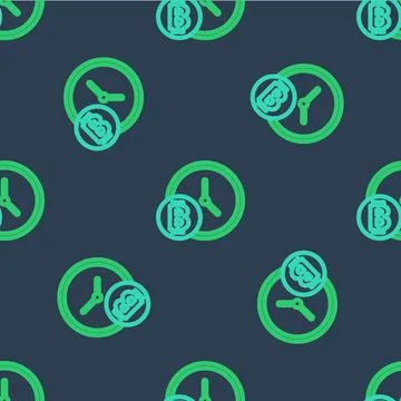 Line Cryptocurrency coin Bitcoin with clock icon isolated seamless pattern on 스톡 일러스트