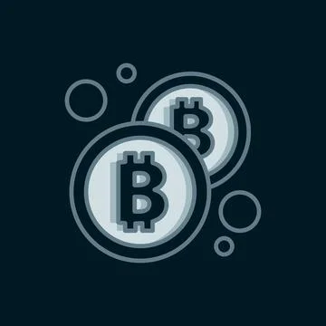 Line Cryptocurrency coin Bitcoin icon isolated on black background. Physica.. Stock Illustration