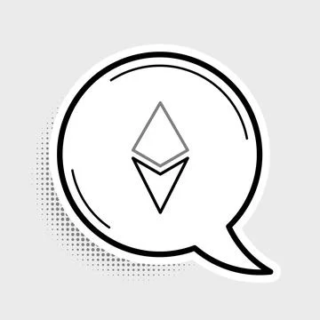Line Cryptocurrency coin Ethereum ETH icon isolated on grey background. Altcoin Stock Illustration