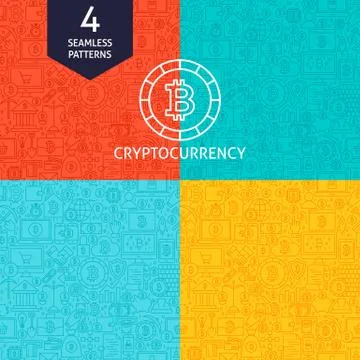 Line Cryptocurrency Patterns Stock Illustration