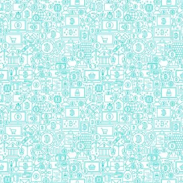 Line Cryptocurrency White Seamless Pattern Illustrazione stock