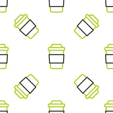 Line Cup of tea icon isolated seamless pattern on white background. Vector 스톡 일러스트