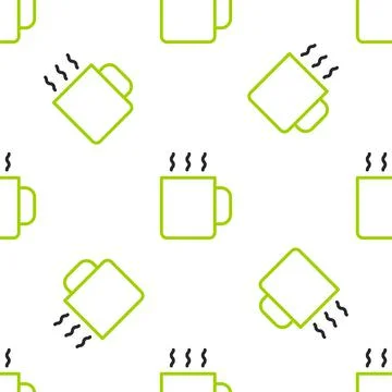 Line Cup of tea icon isolated seamless pattern on white background. Vector イラスト素材