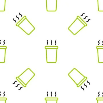 Line Cup of tea icon isolated seamless pattern on white background.  Vector Stock Illustration