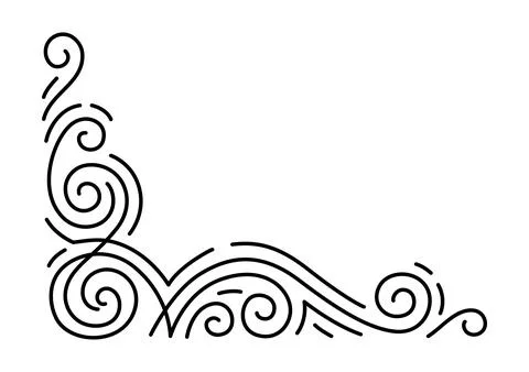 Line curl corner. Modern decorative linear element. Stock Illustration