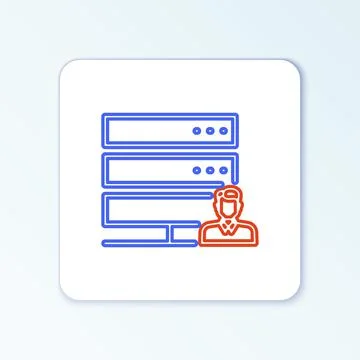 Line Customer care server icon isolated on white background. Tech support Stock Illustration