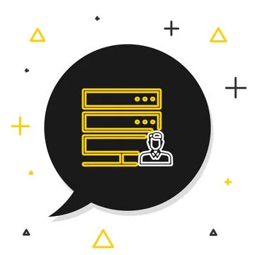 Line Customer care server icon isolated on white background. Tech support Stock Illustration