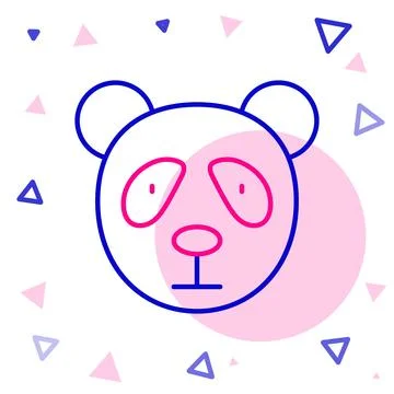 Line Cute panda face icon isolated on white background. Animal symbol. Colorf Stock Illustration