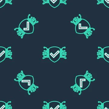 Line Cyber security icon isolated seamless pattern on black background. Shield Stock Illustration