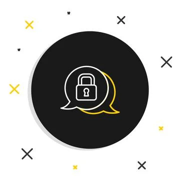 Line Cyber security icon isolated on white background. Closed padlock on digital Stock Illustration