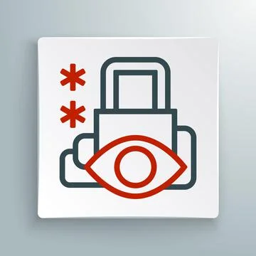 Line Cyber security icon isolated on white background. Closed padlock on digital Stock Illustration