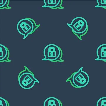 Line Cyber security icon isolated seamless pattern on blue background. Closed Stock Illustration