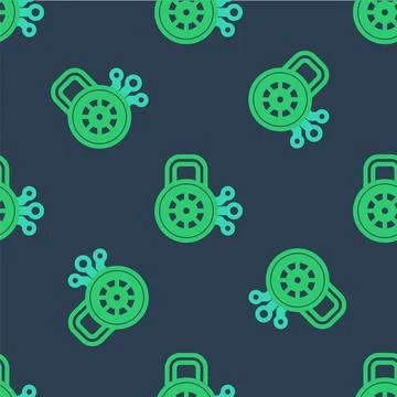 Line Cyber security icon isolated seamless pattern on blue background. Closed Stock Illustration
