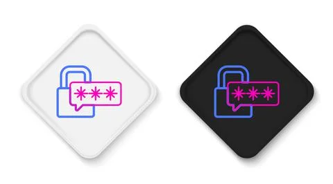 Line Cyber security icon isolated on white background. Closed padlock on digital Stock Illustration