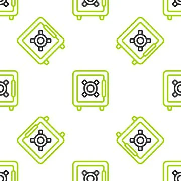 Line Cyber security icon isolated seamless pattern on white background. Closed Illustrazione stock