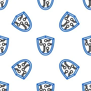 Line Cyber security icon isolated seamless pattern on white background. Shield Stock Illustration